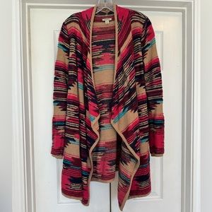 Lucky Brand southwestern boho drape front cardigan sweater
